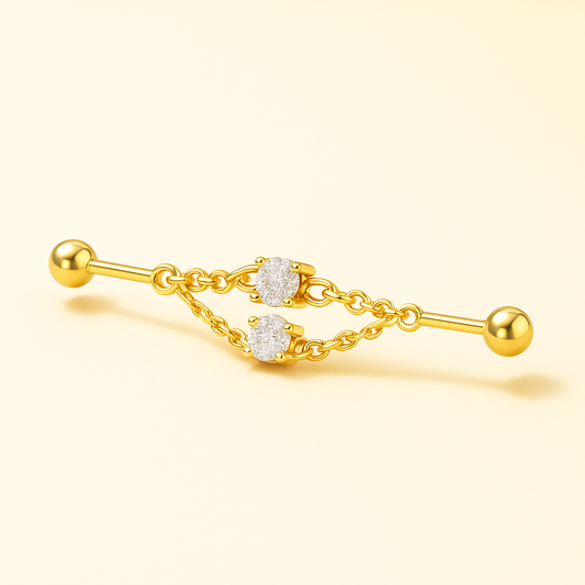 Piercing Industriel Double Chaîne • Titane Chic