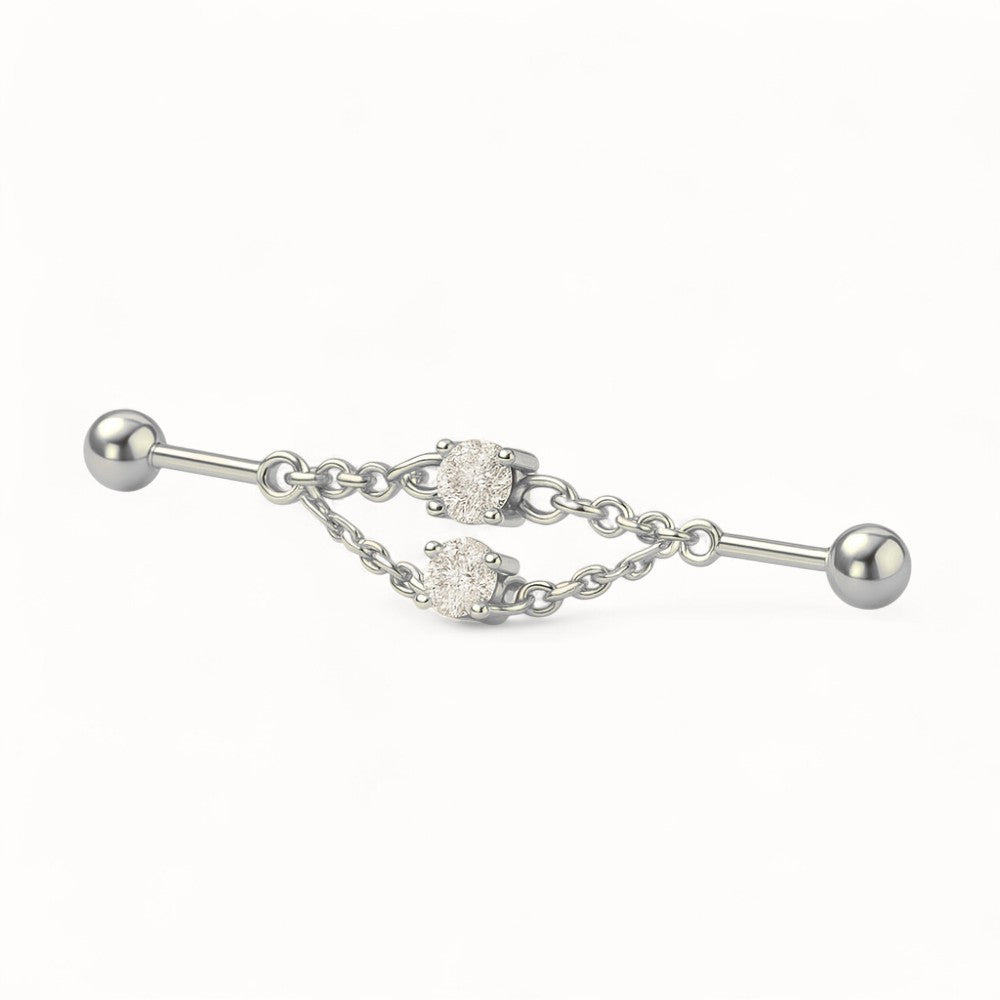 Piercing Industriel Double Chaîne • Titane Chic