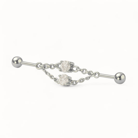 Piercing Industriel Double Chaîne • Titane Chic
