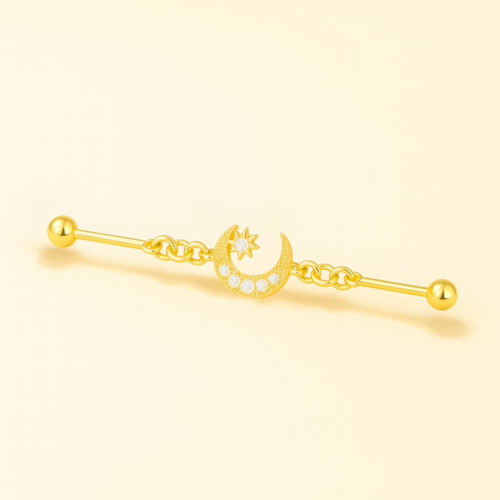 Piercing Industriel Lune • Titane • Barbell Chic