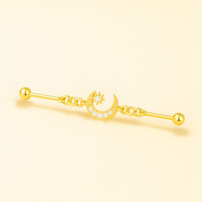 Piercing Industriel Lune • Titane • Barbell Chic