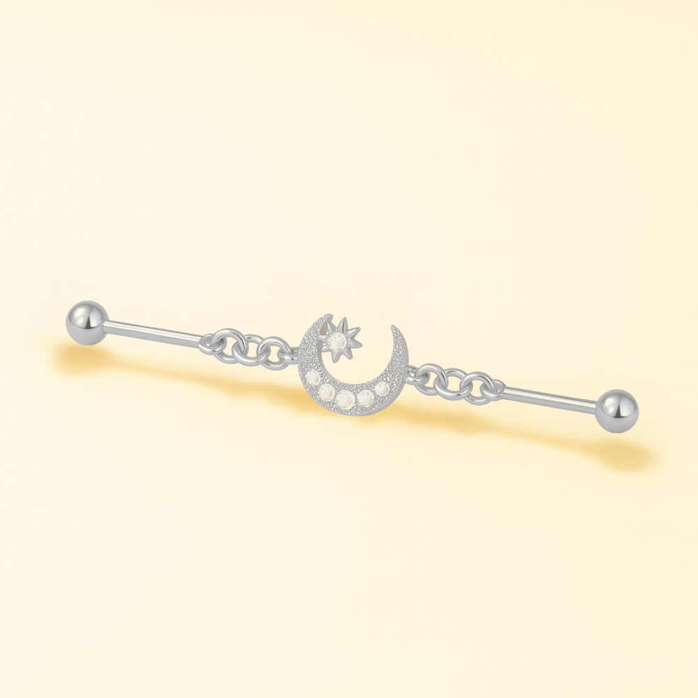 Piercing Industriel Lune • Titane • Barbell Chic