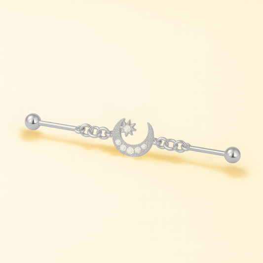 Piercing Industriel Lune • Titane • Barbell Chic