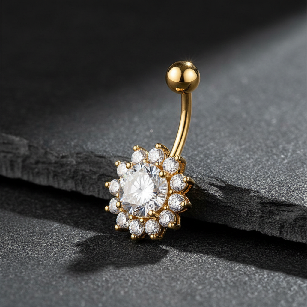 Piercing Nombril Soleil • Titane • Style Fin