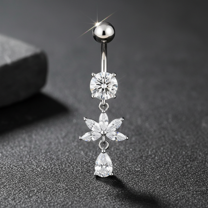 Piercing Nombril Fleur CZ • Titane Élégant