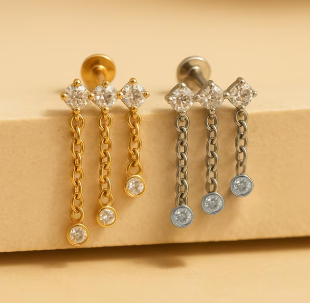 Piercing Hélix Chaîne • Rook Élégant 18k