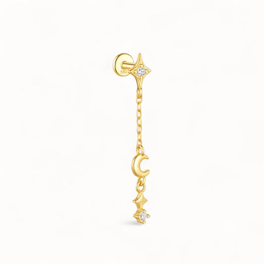 Boucles d’Oreille Or 18k • Style Chaine Pendentif