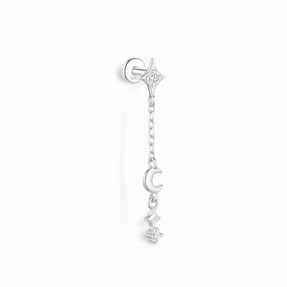 Boucles d’Oreille Or 18k • Style Chaine Pendentif