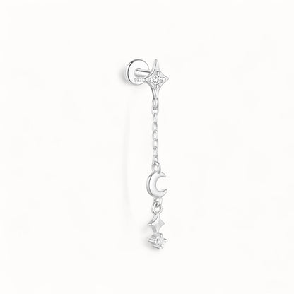 Boucles d’Oreille Or 18k • Style Chaine Pendentif