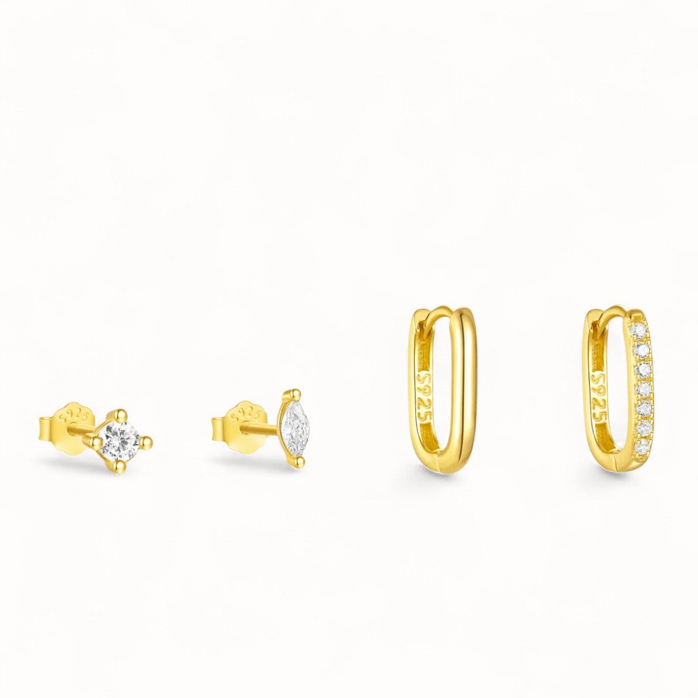 Ensemble 4 Piercings Or • Lobe & Hélix Mix