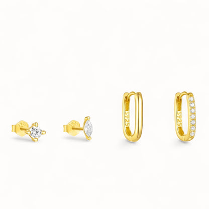 Ensemble 4 Piercings Or • Lobe & Hélix Mix