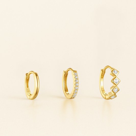 Ensemble piercing 3 Hoops • Or 18 k