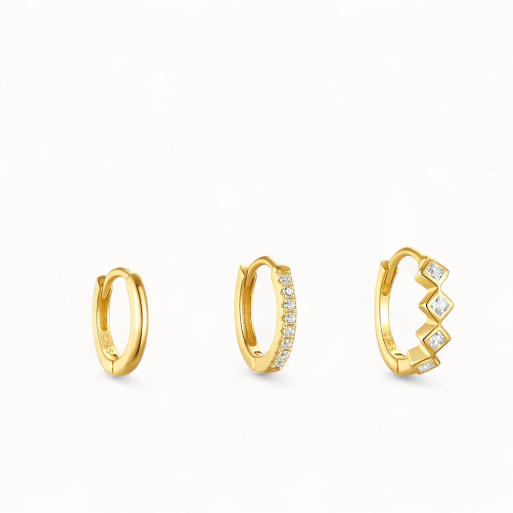 Ensemble piercing 3 Hoops • Or 18 k