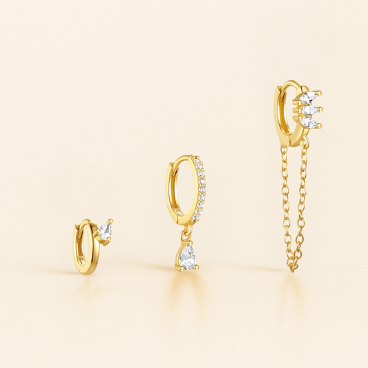 Piercing oreilles 3 hoops • Lobe & Conch
