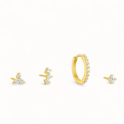 Set 4 Piercings Or • Lobe, Hélix, Style Mix