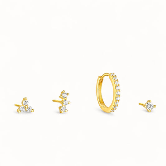 Set 4 Piercings Or • Lobe, Hélix, Style Mix