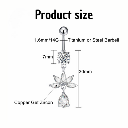 Piercing Nombril Fleur CZ • Titane Élégant